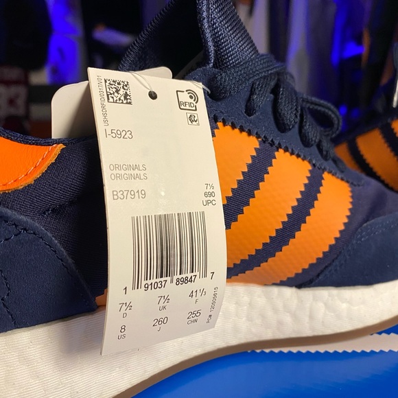 🆕 Adidas I-5923 Navy/Orange - Size: Mens 8 - Picture 8 of 8